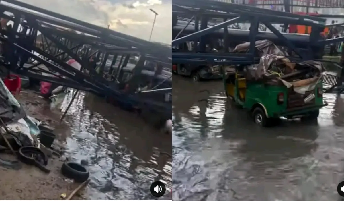 feature image for: Tragedy in Aba: Billboard Collapses on Tricycles During Rainfall, Casualties Feared