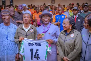 Ondo Governor Rewards Super Falcons Star Demehin with N30m, Apartment